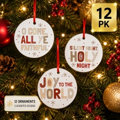 Ceramic Christmas Hymn Ornaments-12 Pack